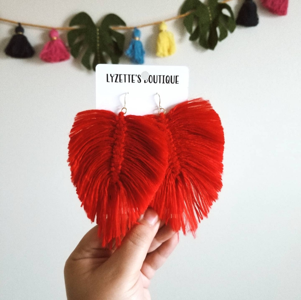 Red Macrame Feather